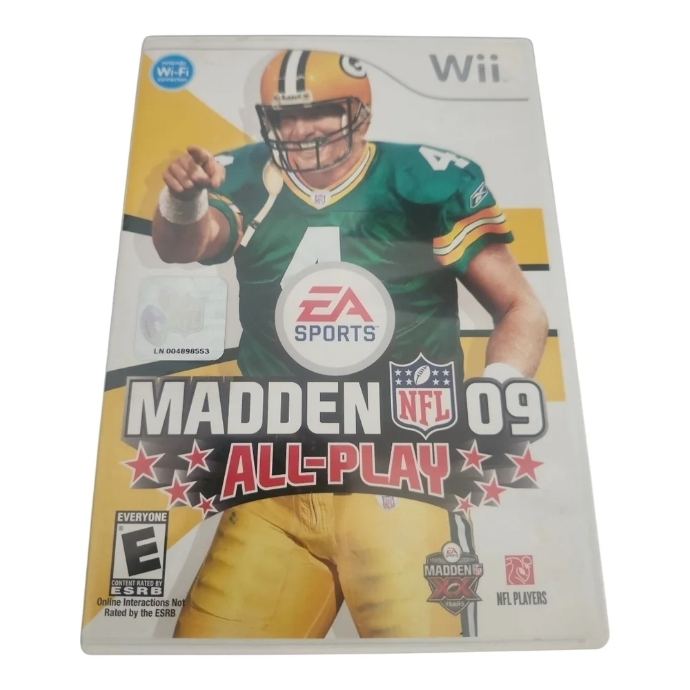 Madden NFL 09 All-Play (Nintendo Wii) Complete Brett Favre Cover